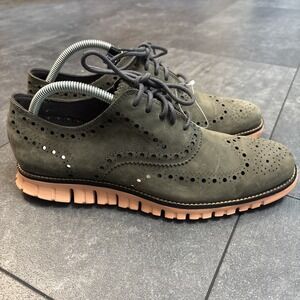 Cole Haan Zerogrand Suede Oxfords Men 9 Brown Wingtip Magnet Sneaker Shoes Lace